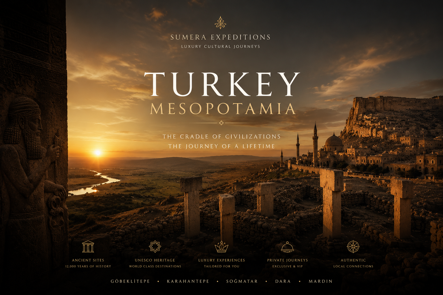 Mesopotamia — Cradle of Civilization | Sumera Expeditions Sunlit Mesopotamian plain between the Tigris and Euphrates — the ancient cradle of civilization explored on private Sumera expeditions