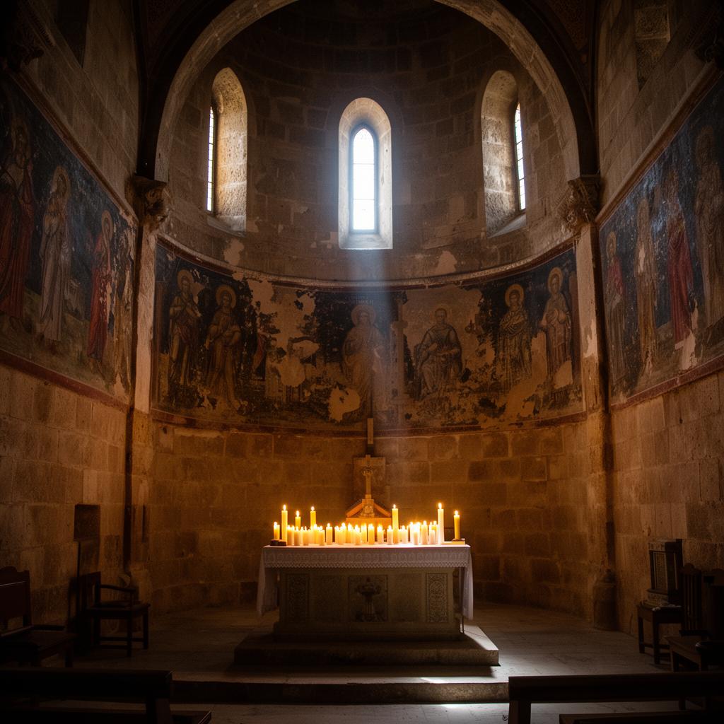 Candlelight on Faded Frescoes